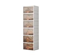 CQCCQ Scarpiera pieghevole, contenitore for scarpe impilabile senza montaggio con ante, salvaspazio for ingresso, camera da letto e casa.(Creamy white,6 Tiers 6 grids)