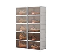 CQCCQ Scarpiera pieghevole, contenitore for scarpe impilabile senza montaggio con ante, salvaspazio for ingresso, camera da letto e casa.(Creamy white,5 Tiers 10 grids)