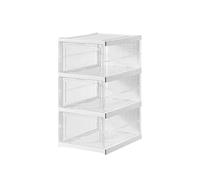 CQCCQ Scarpiera pieghevole, contenitore for scarpe in plastica, grandi contenitori impilabili e robusti, salvaspazio for ingresso e camera da letto(Transparent,3 Tiers 3 grids)