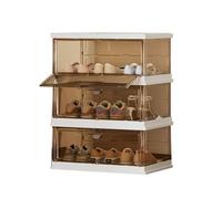 CQCCQ Scarpiera pieghevole, contenitore for scarpe pieghevole con ante trasparenti, grandi contenitori impilabili in plastica robusta for l'ingresso(3 Tiers 3 grids)
