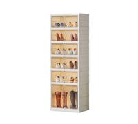 CQCCQ Scarpiera pieghevole, espositore for scarpe senza installazione con porta magnetica trasparente, salvaspazio for ingresso e camera da letto(6 Tiers 6 grids)