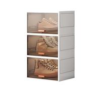CQCCQ Scatole for scarpe pieghevoli, grande scaffale portaoggetti in plastica, scarpiera indipendente con coperchio, salvaspazio for ingresso e camera da letto(Creamy white,3 Tiers)