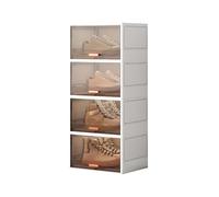 CQCCQ Scatole for scarpe pieghevoli, grande scaffale portaoggetti in plastica, scarpiera indipendente con coperchio, salvaspazio for ingresso e camera da letto(Creamy white,4 Tiers)