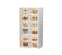 CQCCQ Scatole Portascarpe Trasparenti Pieghevoli In Plastica, Organizer For Riporre Le Scarpe Con Coperchio, Salvaspazio For L'ingresso(6 Tiers 12 grids)