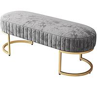 CQDWD Banca multiuso moderna, Velvet & Golden, Gray, 60x40x32cm (24x16x13inch), gamba metallica