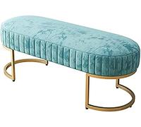 CQDWD Panchina per scarpe d'ingresso moderna e camera da letto End della panca del letto e del soggiorno Sgabello di divano con base dorata, panca premium Banca imbottita, blu, 80x40x32cm