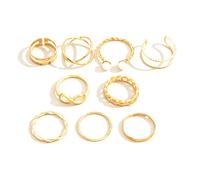 CQEAZ 9 pz/set retrò anelli multipli alla moda semplici anelli impilabili confezione elegante quotidiano gioielli per donne bambini