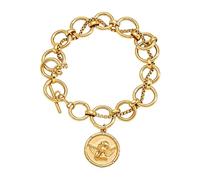 CQEAZ Elegante braccialetto rigido con ciondolo geometrico a disco, elegante gioiello in metallo, accessorio da polso adatto a tutti gli stili di abbigliamento, versatile e alla moda, Misura unica