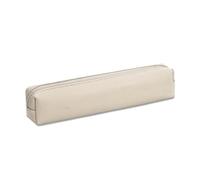 CQEAZ Piccolo astuccio in pelle leggero per penne con cerniera, astuccio da viaggio per trucchi per studenti, adulti, donne, uomini, in pelle, Ecru, Approx. 19x3.5x3.50cm/7.48x1.38x1.38in