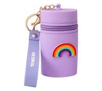 CQEAZ Portamonete portatile in silicone con portachiavi cartone animato rossetto borsa porta cambiamento borsa per donne e ragazze borsa a tracolla, Viola, 8.5x5cm/3.34x1.96in, arcobaleno