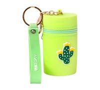 CQEAZ Portamonete portatile in silicone con portachiavi cartone animato rossetto borsa porta cambiamento borsa per donne e ragazze borsa a tracolla, Verde, 8.5x5cm/3.34x1.96in, Cactus