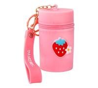 CQEAZ Portamonete portatile in silicone con portachiavi cartone animato rossetto borsa porta cambiamento borsa per donne e ragazze borsa a tracolla, Fucsia, 8.5x5cm/3.34x1.96in, Flora fragola