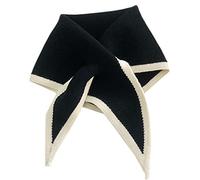 CQEAZ Sciarpa Triangolare per Donne in Lana Intrecciata, Collo in Lana, Nero, Approx. Lunghezza Totale 90cm/35.43in