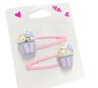 CQEAZ Set di 2 fermagli per capelli per ragazze con farfalle scintillanti e disegni di cupcake, accessori per capelli per bambini, compleanno, cosplay