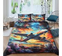 CQHJAIFDG Da Letto Per Aereo passeggeri Stampa 3D Copripiumino Microfibra Con Cerniera Federe Cuscin Set Copripiumino King(220x240cm)