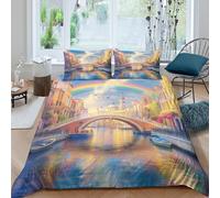 CQHJAIFDG Da Letto Per Canale di Amsterdam 3D Con Stampa Copripiumino Microfibra 3 Pezzi Con Federa Parure Copripiumino Double(200x200cm)