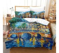 CQHJAIFDG Da Letto Per Canale di Amsterdam 3D Stampato Copripiumino Microfibra Chiusura A Cerniera Federe Cuscin Set Copripiumino Single(140x200cm)