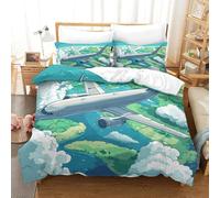 CQHJAIFDG Set Di Biancheria Aereo passeggeri 3D Con Stampa Copripiumino Morbido Microfibra 3 Pezzi Federe Parure Copripiumino Super King(260x220cm)