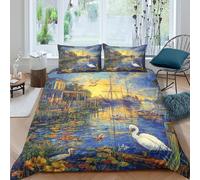 CQHJAIFDG Set Di Biancheria Canale di Amsterdam 3D Stampato Copripiumino Morbido Microfibra Con Chiusura Lampo Con Federa Parure Copripiumino Double(200x200cm)