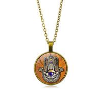 CQHODFYA Collana Religiosa con Ciondolo Mano di Hamsa per Donna Uomo,Collana Amuleto Pendente Mano di Fatima Regolabile 18"+2",Regalo di Gioielli, Collana Talismano in Lega di Zinco(con Confezione)