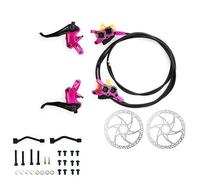 CQJJXKYC Tamburo Posteriori per Bicicletta R2X4 MTB Freno a Disco Idraulico 4 pistoncini Cavo Interno Pinza MTB a sgancio rapido per MTB Arrampicata AM XC(Pink with rotors)