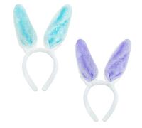 CQQNIU 2 cerchietti colorati con orecchie da coniglietto di peluche, accessori decorativi, accessori decorativi per cosplay, feste in costume, per adulti e bambini (bianco, blu, bianco viola)