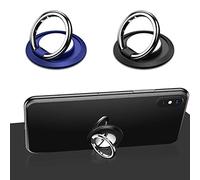 CQQNIU Confezione da 2 supporti ad anello per cellulare, girevole a 360°, super resistente all'usura, impugnatura per telefono, supporto ad anello per smartphone, tablet (nero, blu)