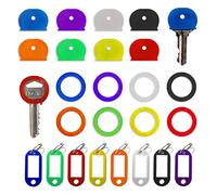 CQQNIU Set di cappucci per chiavi in gomma da 16 pezzi, 8 etichette di identificazione a colori, facili da identificare per le chiavi di casa (non adatto per chiavi più grandi)
