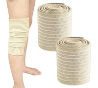 CQXSYTBN Fascia Elastica compressiva per Ginocchio e Coscia 2 Pezzi, 200x7,5 cm Colore Pelle, Supporto Sportivo Regolabile per Corsa Palestra Recupero Post-operatorio Uomini e Donne