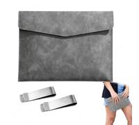 CQXSYTBN Portadocumenti Auto A5 in Pelle, Grigio | 2 Clip in Acciaio Inox, Per Libretto e Assicurazione, Organizer Portaoggetti, Cartellina Documenti Veicolo