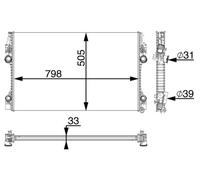 CR 1163 000P MAHLE Radiatore, Raffreddamento motore per PORSCHE