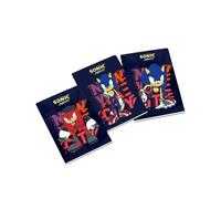 CR Group srl Set di 5 Quaderni da 100 Pagine realizzati per Sonic Prime Quaderni con Copertina Rigida, Design Blu Navy con Personaggi del Gioco (Rigatura A)