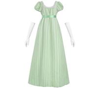 CR ROLECOS Abito da donna Regency Vittoriana Jane Austen Abito Lungo Vintage Vittoriano Regency Era Abito da Sfera con Guanti Empire, verde, XXL