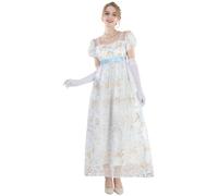 CR ROLECOS Abito Impero da Donna - Abito Regency da Donna Abito Vittoriano da Donna con Maniche a Sbuffo per Matrimonio e Ballo, L