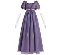 CR ROLECOS Abito vittoriano da donna abito 19 secolo Regency abiti da ballo abiti lunghi impero abiti per matrimonio tè festa con guanti, Viola-1568, L