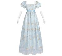 CR ROLECOS Abito vittoriano Jane Austen Regency Empire con maniche a sbuffo con guanti, costume rinascimentale per feste e gala, Gold-g., S