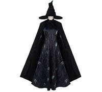 CR ROLECOS Costume da strega da donna Elphaba Wicked Witch Costume per Halloween Adulto Donna Abito nero con cappello Mantello XL