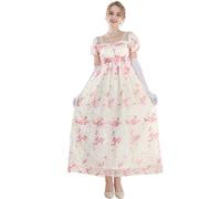 CR ROLECOS Impero - Abito da donna Regency, abito vittoriano, con maniche a sbuffo, per matrimonio e palla, Rosa-1104C, L