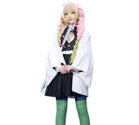 CR ROLECOS Kanroji Mitsuri Costume Cosplay Tanjirou Giyuu Costume completo Anime Tokitou Muichirou Kimono Carnevale, Bianco-miritsu, XXXL