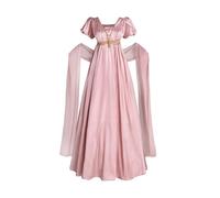 CR ROLECOS Regency, abito da donna Jane Austen, abito da impero vittoriano, a vita alta, vintage, con sciarpa, costume rinascimentale, per feste di gala, Colore: rosa., L