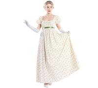 CR ROLECOS Regency, abito da donna vittoriano, abito da donna, con guanti, Fiore beige, L