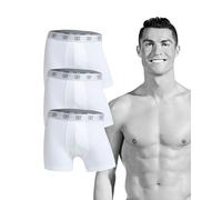 CR7 8100-49-100 Cristiano Ronaldo Underwear, confezione da 3 boxer « Basic » per uomo, morbidi e confortevoli, 95% cotone 5% elastan, bianco, taglia L