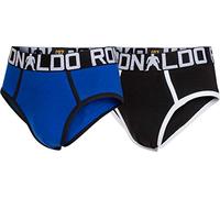 Cr7 8400-66-480 Cristiano Ronaldo Underwear, Confezione da 2 Boxer « Boys » per Bambini Ed Adolescenti, Morbidi E Confortevoli, 95% Cotone 5% Elastan, Blu/Nero, Taglia 7/9