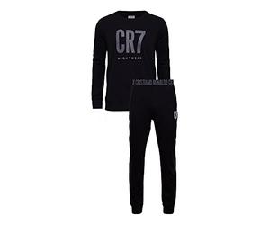 CR7 Cristiano Ronaldo Pigiama a Maniche Lunghe da Uomo Set, Nero, M