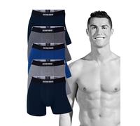 CR7 Underwear Pack 5 Boxer Uomo Cotone con Borsa da Viaggio Offerta - Multicolore, Marino, Blu, Grigio, M