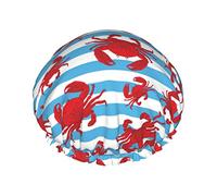 Crab Blue Stripes Cuffia da a Cuffia da a impermeabile di lusso per donna Cuffia da bagno riutilizzabile Cappello da a alla moda con elastico Facile da indossare