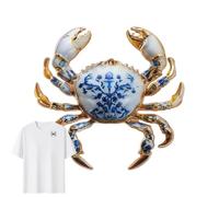 Crab Enamel Brooch, Chinese Blue And White Crab Pin, Enamel Lapel Pin