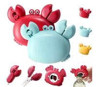 Crab Multifunctional Bottle Opener,Crab-Shaped 4 in 1 Multi Tool Opener,Cute Fridge Magnetic with Retractable Box Cutter & Mini Scissors,Portable Kitchen Gadget (Red+Blue)