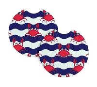 Crab On The Waves Sottobicchiere Portabicchieri 2 Pezzi Universale Sottobicchieris Sottobicchieri Per Uomini Auto Interno Suv 6.9Cm