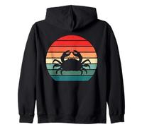 Crab Silhouette 60s 70s Retro Vintage Tramonto Amante Animali Felpa con Cappuccio